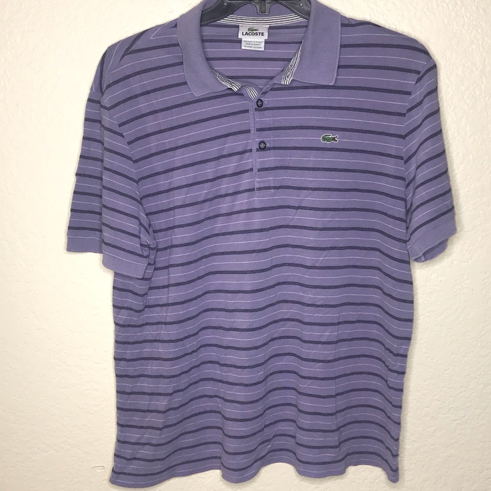 Lacoste purple striped collared polo size large 6